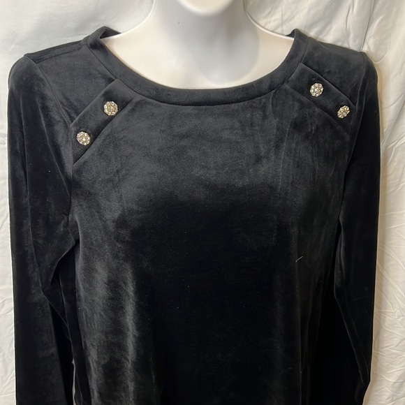 Lilly Pulitzer Tressa Velour Sweatshirt Onyx size S - Picture 2 of 5